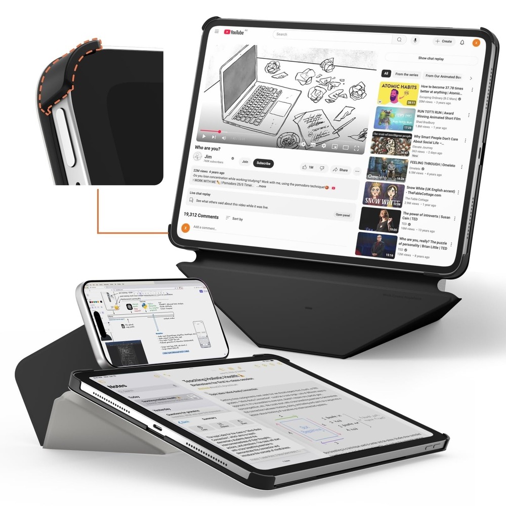 MOFT Dynamic Folio Case iPad Air 13 M2 M3 M4‎ Magnetic Stand 20+ Angles Gray